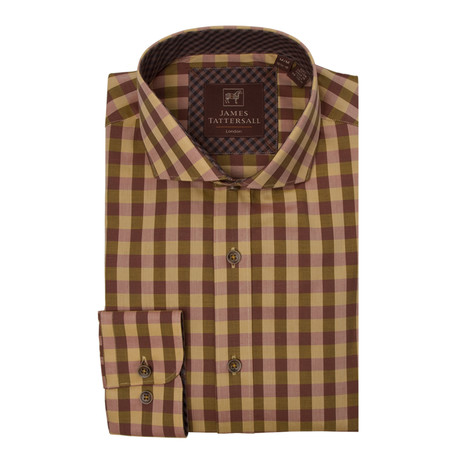 Spread Collar Button Up Shirt // Mustard (S)