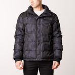 Camo Puffer Jacket // Navy (M)