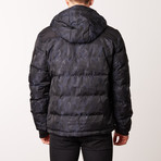 Camo Puffer Jacket // Navy (M)