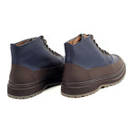 Grain Leather Contrast Boot // Navy + Brown (Euro: 39.5)