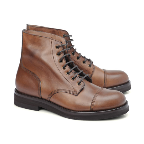 Leather Toe-Cap Lace-Up Boot // Brown (Euro: 39)