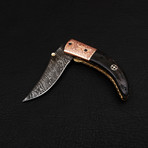 Damascus Folding Knife Handmade // 2691