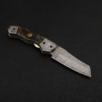 Damascus Folding Knife Handmade // 2692