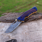 Damascus Folding Knife Handmade // 2694