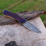 Damascus Folding Knife Handmade // 2694