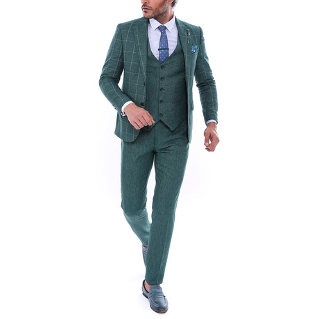 Zander 3 Piece Slim Fit Suit // Green (Euro: 44)