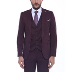 Quinton 3-Piece Slim Fit Suit // Burgundy (Euro: 56)