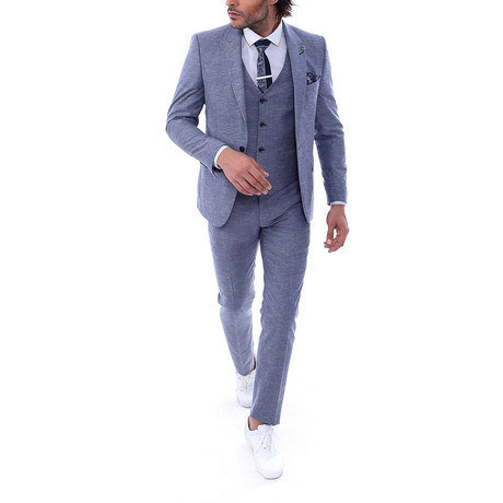Damon 3-Piece Slim-Fit Suit // Blue (Euro: 56)