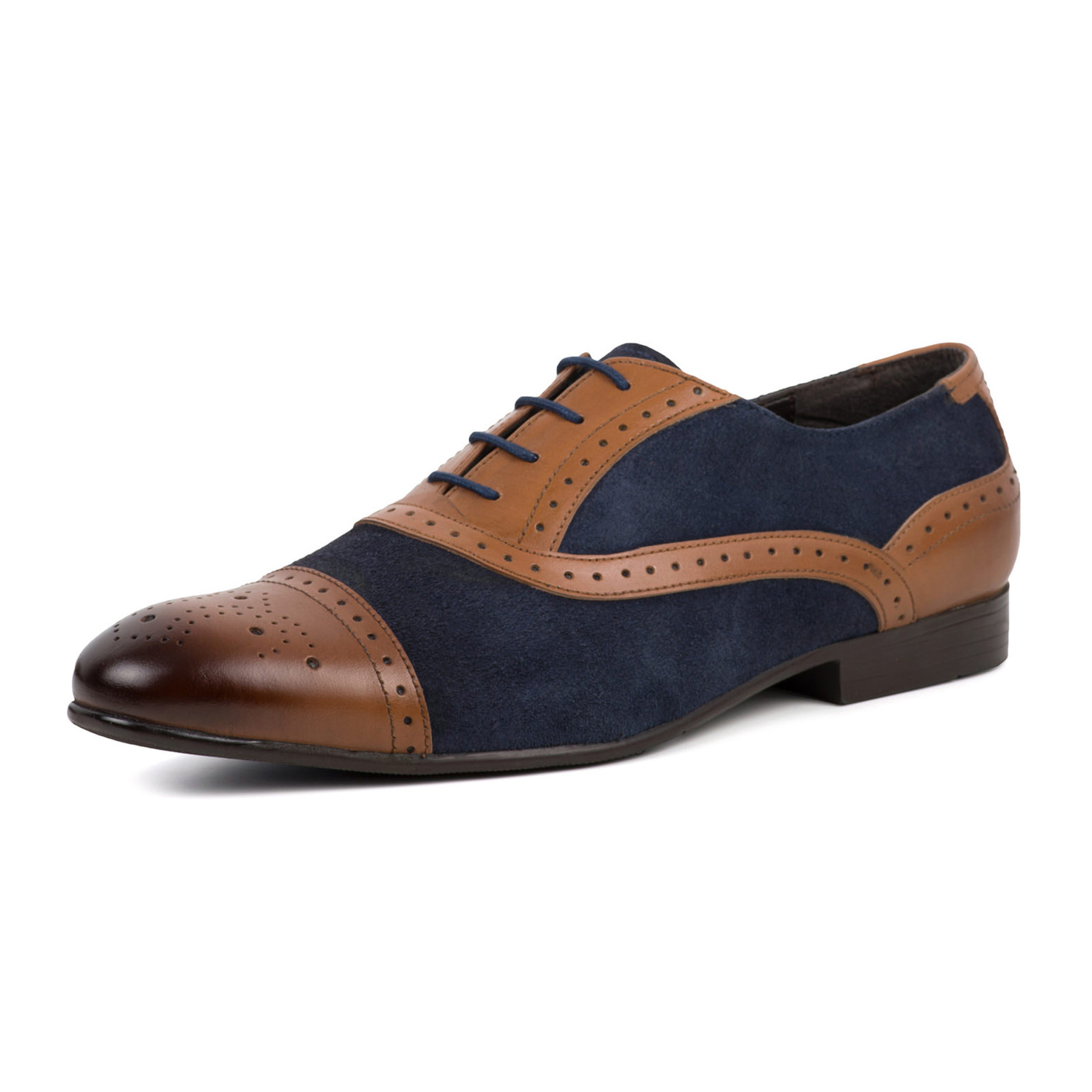 Leather Navy Suede Oxford Brogue // Tan (UK: 6) - Redfoot Shoes - Touch ...