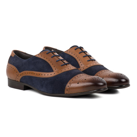 Leather Navy Suede Oxford Brogue // Tan (UK: 6)