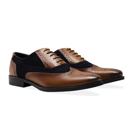 Oxford Brogue Shoe // Navy + Tan (UK 6)