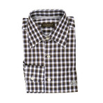 Plaid Modern Fit Shirt // Brown + White (S)