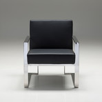 Motivo Arm Chair // Black Leatherette + Polished Stainless Steel