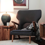 Inge Lounge Chair // Dark Grey Fabric + Ash Stained Walnut Wood