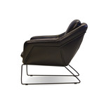 Jasper Lounge Chair // Midnight Blue Leather + Light Black Powdered Coated Steel