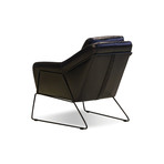 Jasper Lounge Chair // Midnight Blue Leather + Light Black Powdered Coated Steel