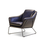 Jasper Lounge Chair // Midnight Blue Leather + Light Black Powdered Coated Steel