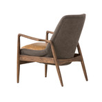 Reynolds Lounge Chair // Ash Grey Fabric + Tan Vintage Distressed Leather Seat