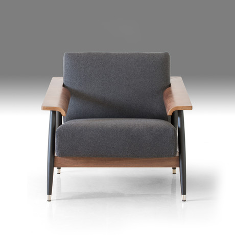 Wakefield Lounge Chair // Grey Fabric + Walnut Wood