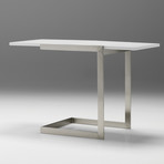 Faze Foldable End Table // High Gloss White + Brushed Stainless Steel