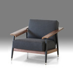 Wakefield Lounge Chair // Grey Fabric + Walnut Wood