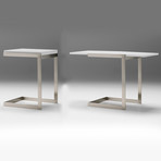 Faze Foldable End Table // High Gloss White + Brushed Stainless Steel