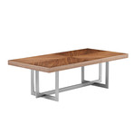 Remi Rectangular Coffee Table // Natural Walnut + Brushed Stainless Steel
