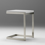 Faze Foldable End Table // High Gloss White + Brushed Stainless Steel