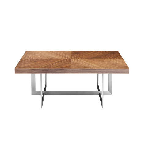 Remi 39" Square Coffee Table // Natural Walnut + Brushed Stainless Steel