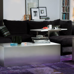 Faze Foldable End Table // High Gloss White + Brushed Stainless Steel