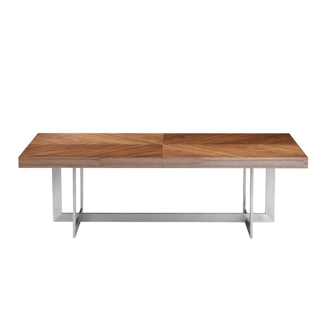 Remi Rectangular Coffee Table // Natural Walnut + Brushed Stainless Steel