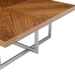 Remi 39" Square Coffee Table // Natural Walnut + Brushed Stainless Steel