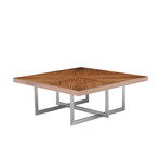 Remi 39" Square Coffee Table // Natural Walnut + Brushed Stainless Steel