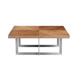 Remi 39" Square Coffee Table // Natural Walnut + Brushed Stainless Steel