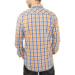 Tricolor Big Checked Shirt // Royal + White + Orange (S)