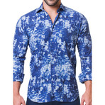 Maceoo // Fibonacci Paint Dress Shirt // Blue (S)