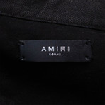 Amiri // Leather Sleeve Zip Up Distressed Denim Trucker Jacket // Black (XS)