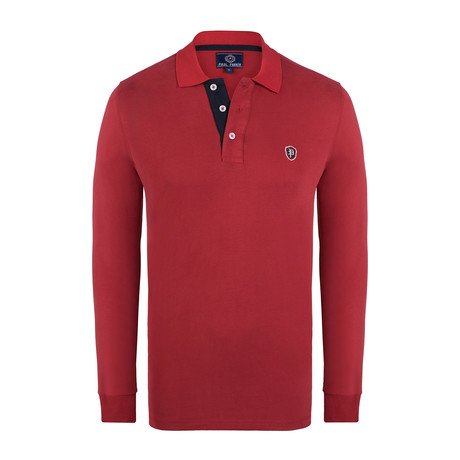 Logo Long Sleeve Polo Shirt // Red (2XL)