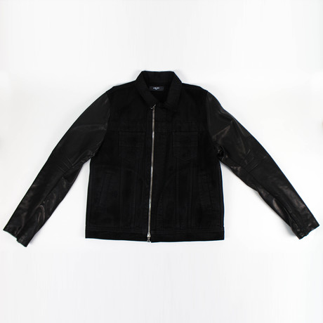 Amiri // Denim + Leather Trucker Jacket // Black (XS)