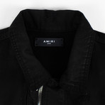 Amiri // Denim + Leather Trucker Jacket // Black (XS)