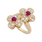 Vintage Van Cleef & Arpels 18k Yellow Gold Diamond Ruby Crossover Ring // Ring Size: 4.5