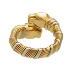Vintage Cartier 18k Yellow Gold + 18k White Gold + 18k Rose Gold Double Panther Head Ring // Ring Size: 4