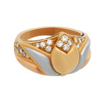 Vintage Bvlgari 18k Yellow Gold + 18k White Gold + 18k Rose Gold Diamond Ring // Ring Size: 5.75