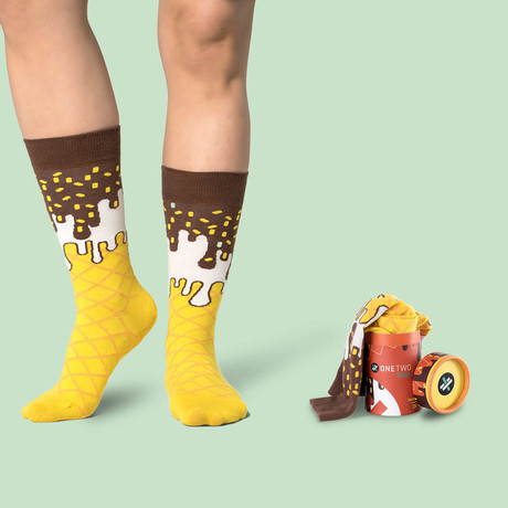 Melting Sock // Brown + Yellow