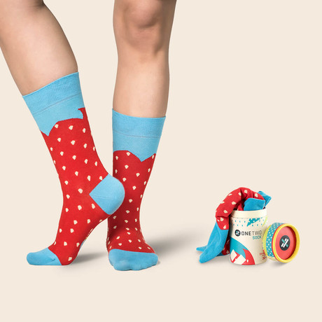 Strawberry Sock // Red + Turquois