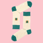 Tree Angle Sock // Ecru Green