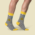 Zig Zag Sock // White + Yellow