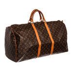 Monogram Canvas Leather Keepall 60 cm Duffle Bag Luggage // Pre-Owned // MI0940