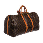 Monogram Canvas Leather Keepall 55 cm Bandouliere Duffle Bag Luggage // Pre-Owned // SP0970