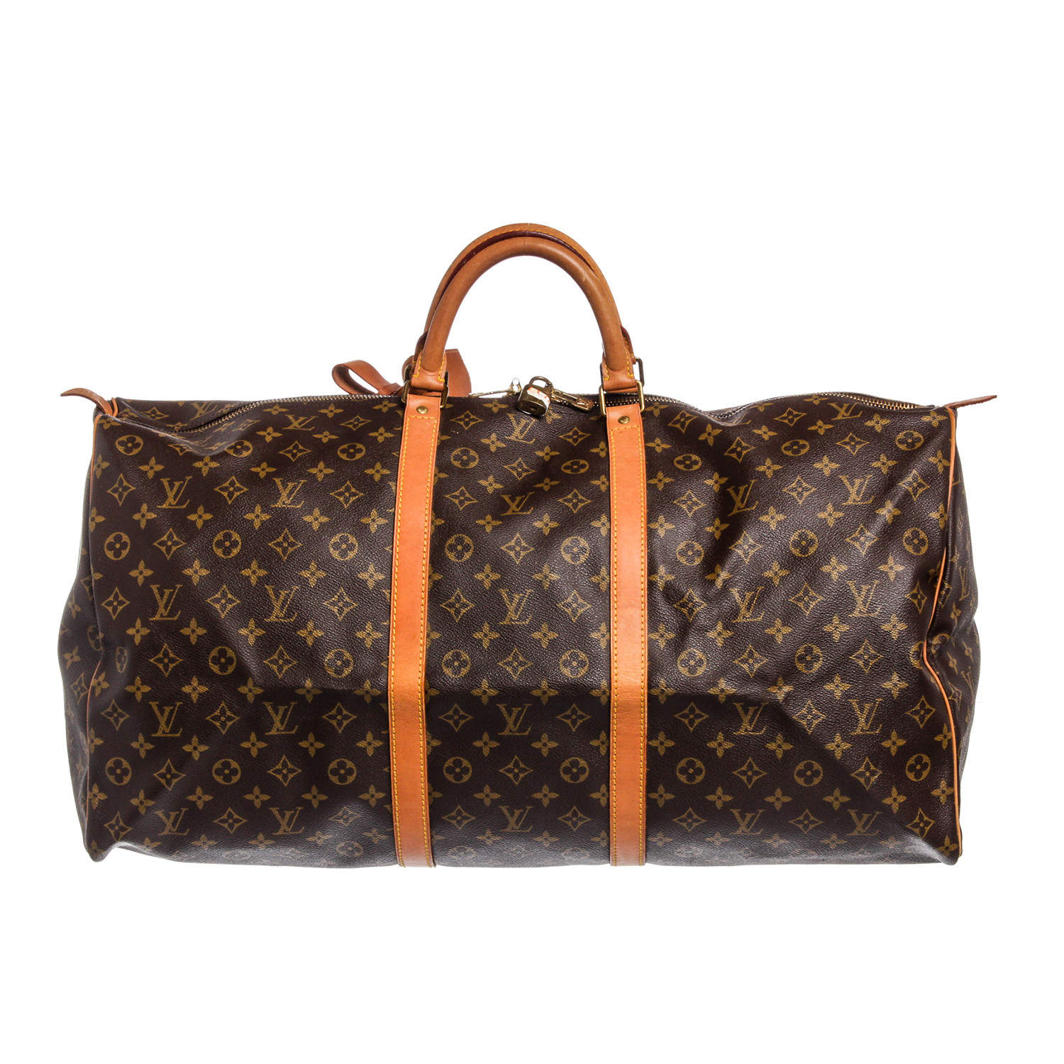 Monogram Canvas Leather Keepall 50 cm Duffle Bag Luggage // Pre-Owned // MI8902 - Pre-Owned ...